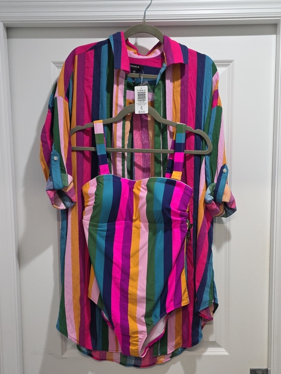 torrid Other - torrid Multicolor Stripe One-Piece Swimsuit And Kimono 2-Piece Set